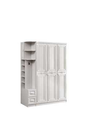 Tủ quần áo bằng gỗ màu trắng chống biến dạng với 3 cửa chống bụi ISO9001