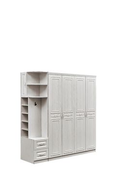 Chống biến dạng Tủ quần áo bằng gỗ trắng Armoire cho phòng ngủ Chống bụi Multiscene
