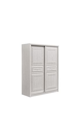 Tủ quần áo gỗ trắng hai cánh đa năng với ngăn kéo dày lên thực tế