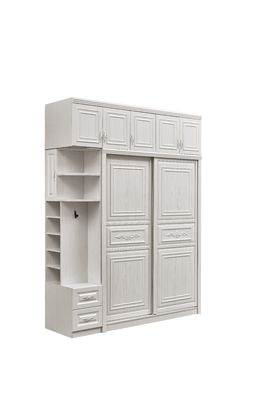 Tủ quần áo bằng gỗ màu trắng thân thiện với môi trường với cửa trượt Chiều cao có thể giặt được 20cm