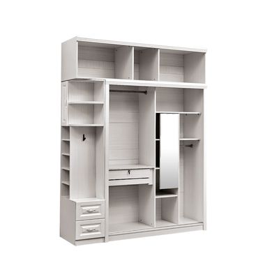Tủ quần áo bằng gỗ màu trắng thân thiện với môi trường với cửa trượt Chiều cao có thể giặt được 20cm