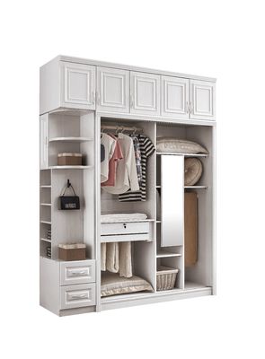 Tủ quần áo bằng gỗ màu trắng thân thiện với môi trường với cửa trượt Chiều cao có thể giặt được 20cm