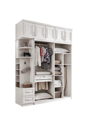 Tủ quần áo bằng gỗ màu trắng có thể tháo rời Multiscene cho phòng ngủ nhỏ có thể điều chỉnh