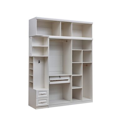 Tủ quần áo lớn dày bền có ngăn kéo, Tủ quần áo bằng gỗ rắn sơn màu trắng ODM